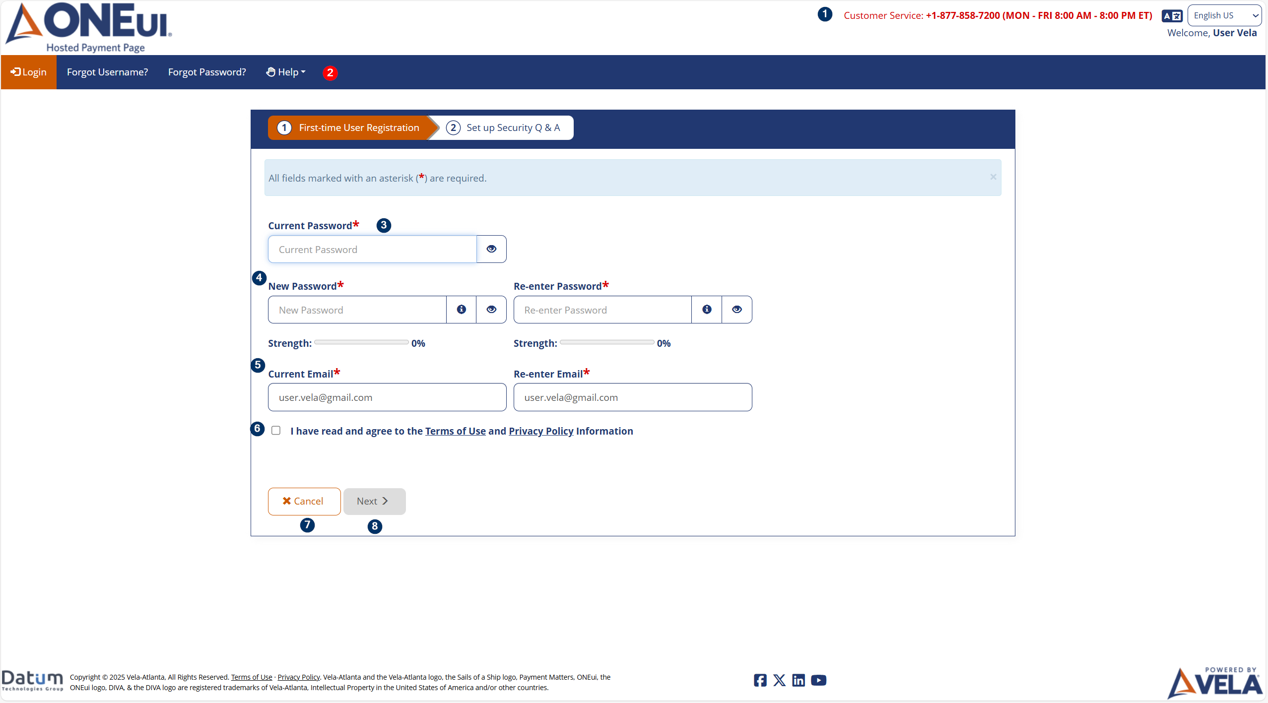 First-time user registration