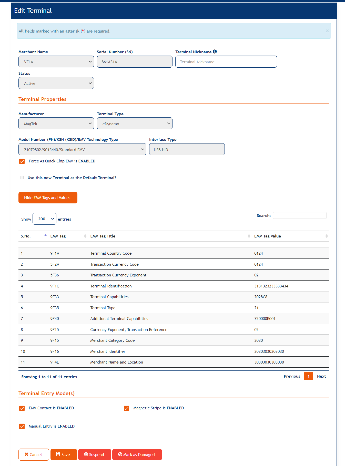 VIew EMV tags nad Values